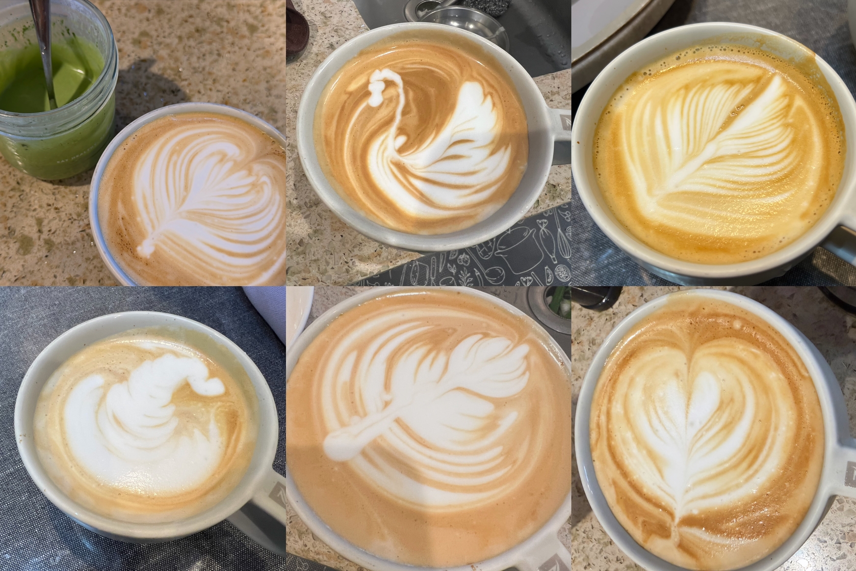 A latte art pour Gary made during his coffee practice